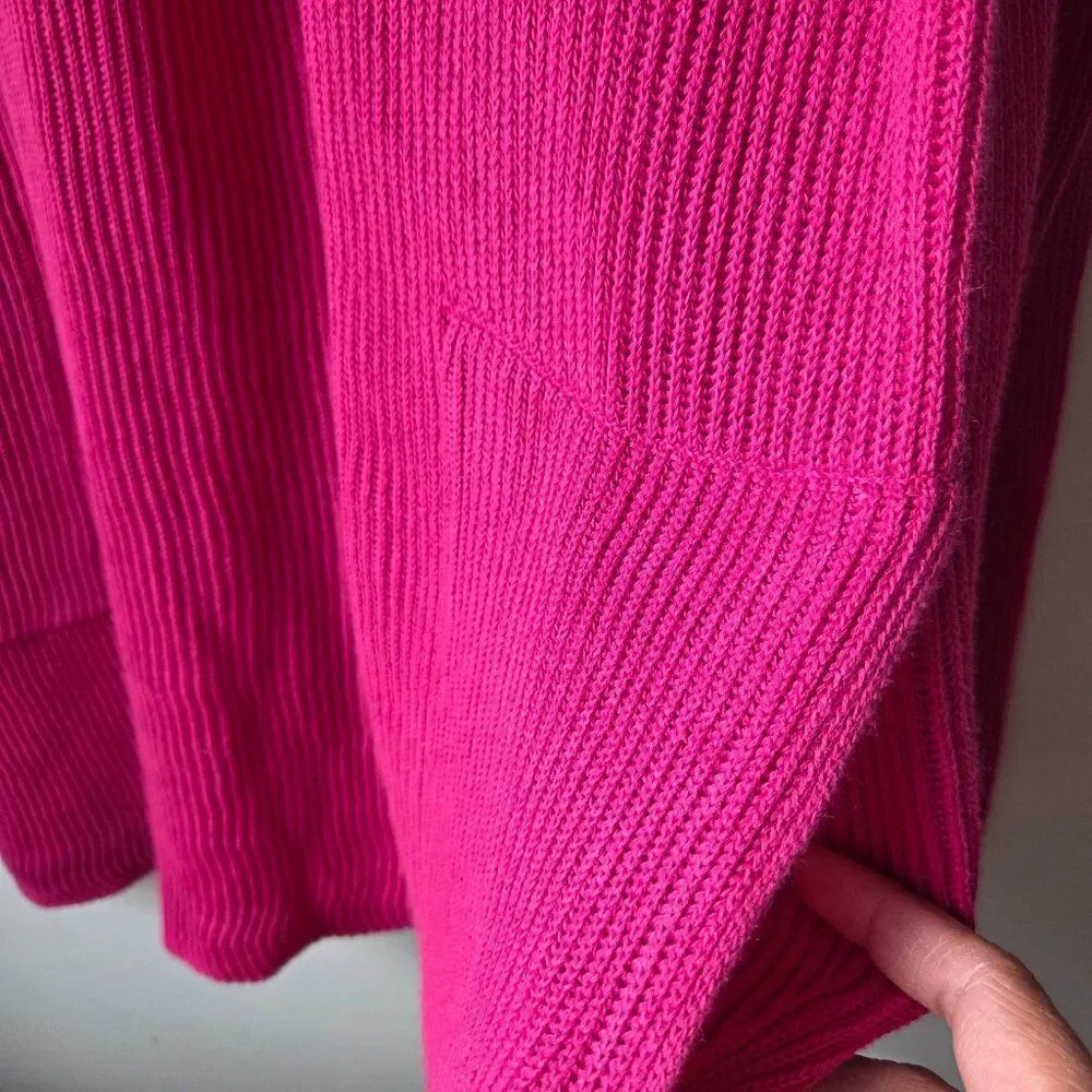 NWT FREE PEOPLE BEACH HOT PINK 1/2 BUTTONED LINEN/COTTON BLEND SWEATER SIZE M